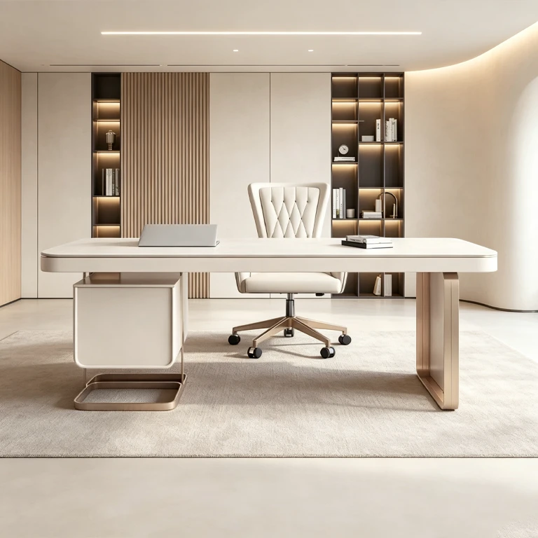 Professional seated office workspace