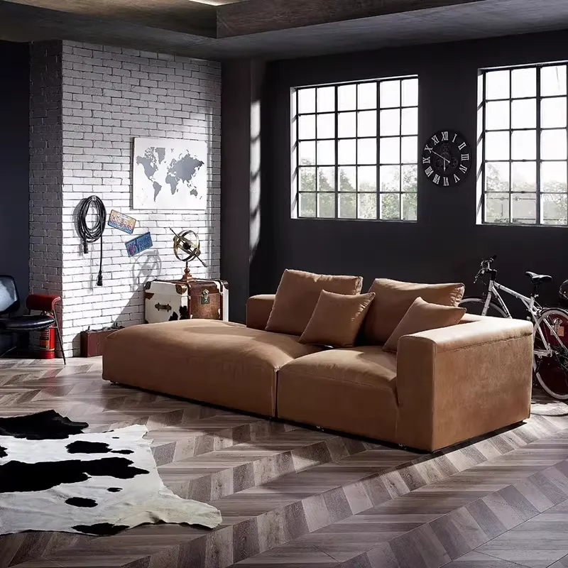 Minimalist Sectional Couch Brown Sofa - image 9