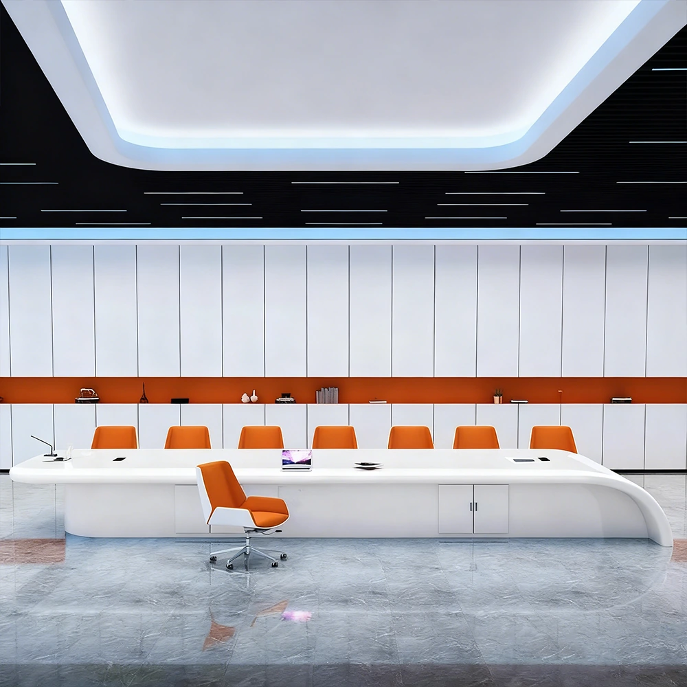 Innovative Large White Lacquered Conference Table - image 2