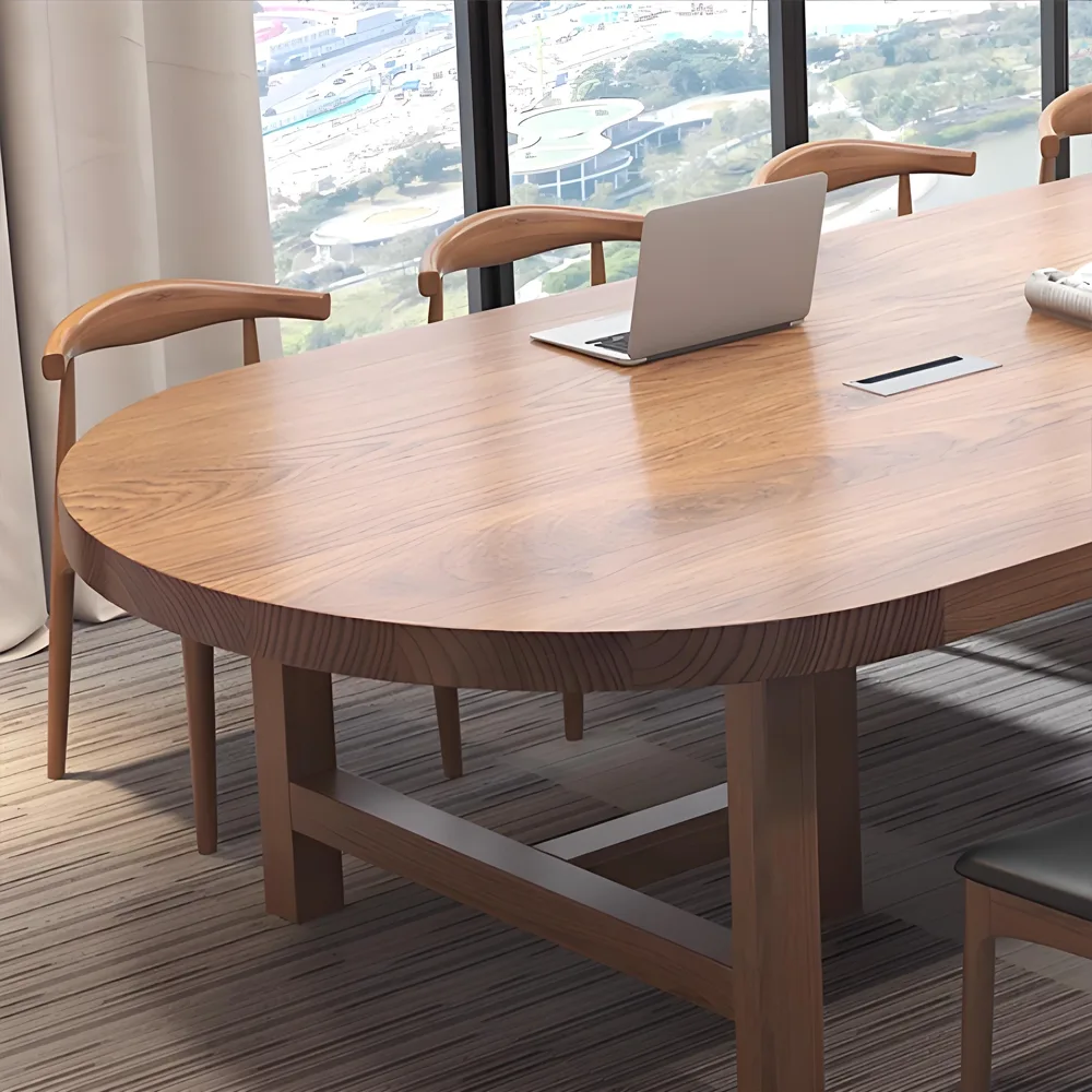 Solid Wood Elegant Oval Conference Table - image 4