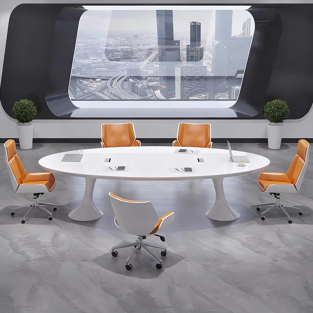 White Oval Small Negotiation Table - image 2