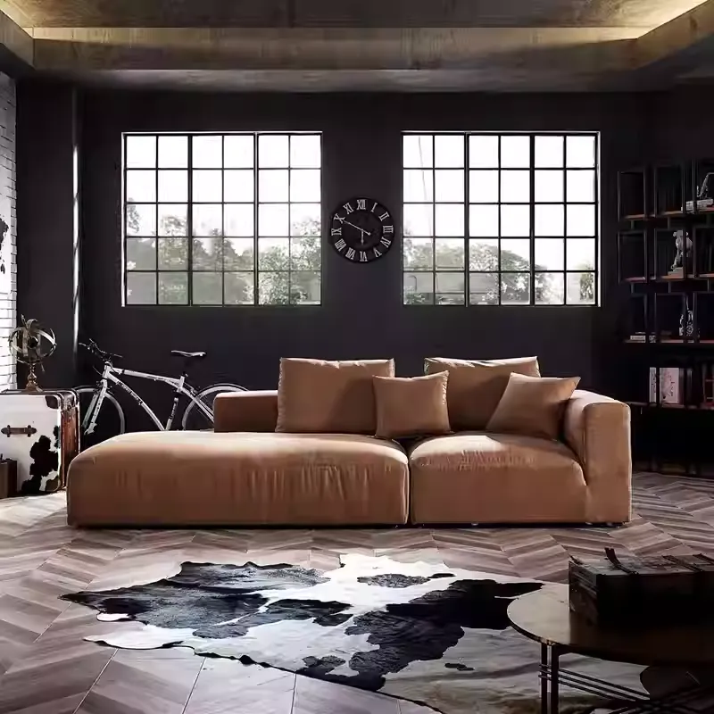 Minimalist Sectional Couch Brown Sofa - image 6