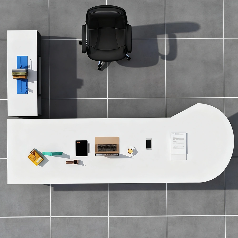Executive Desk with 3 Drawers - Rounded Corners Design - image 9