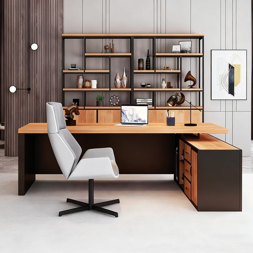 Industrial-Style Solid Wood Executive Desk - Maoters - image 10