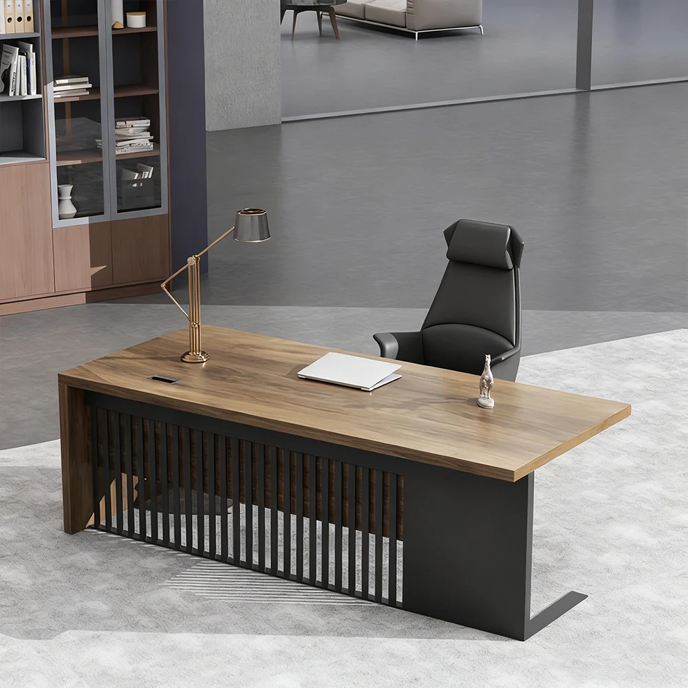 Innovative Industrial-Style Solid Wood Executive Desk - image 11