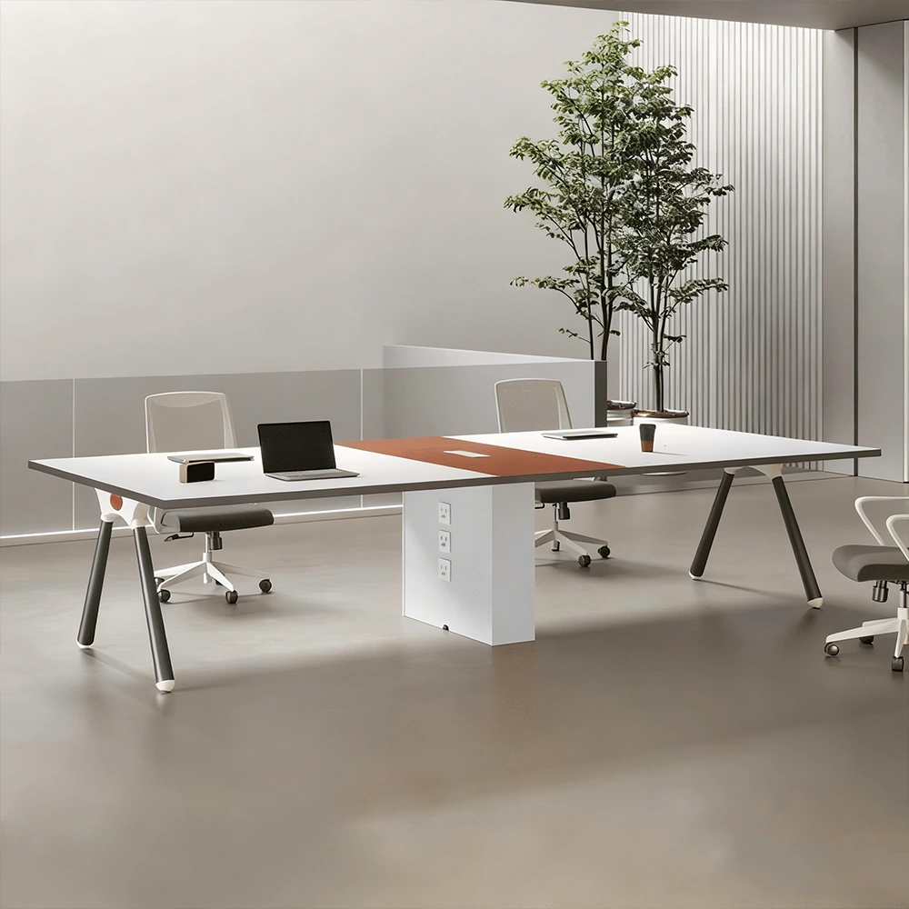 Compact and Stylish Modern White Conference Table - image 2