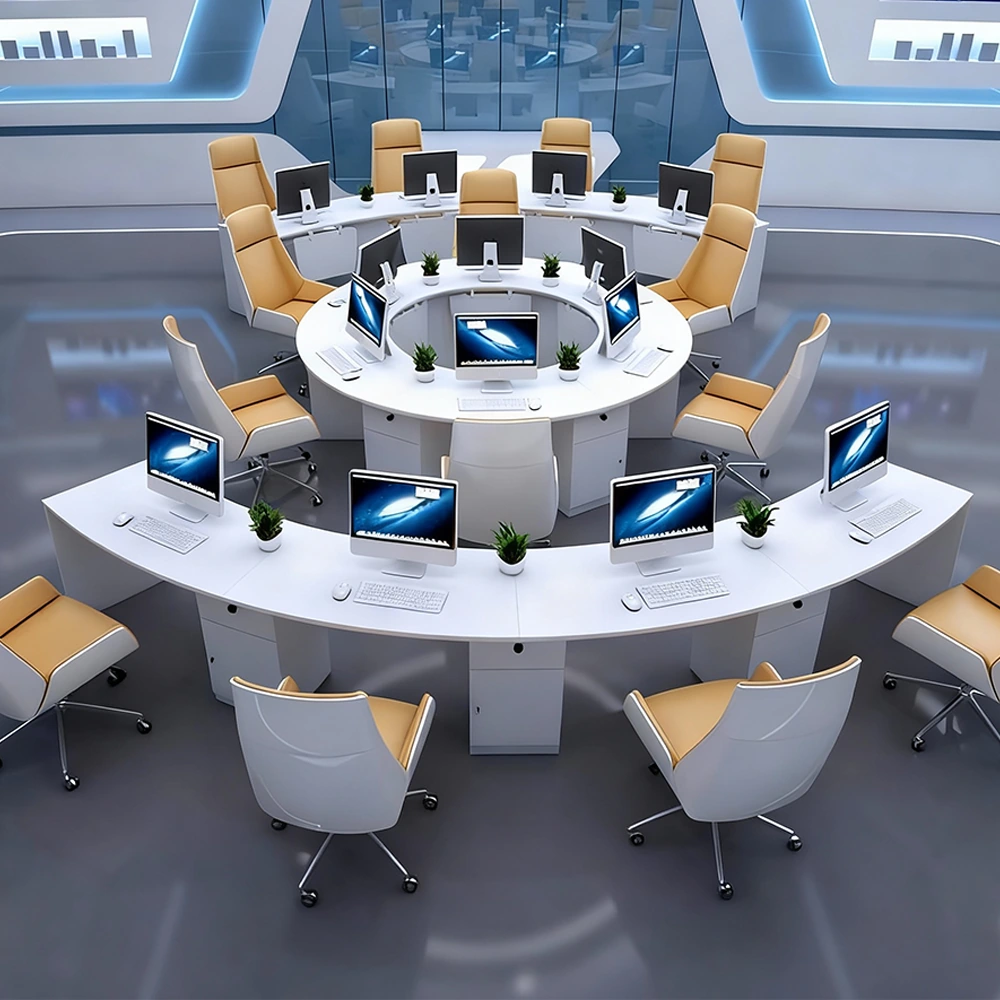 Creative Curved Staff Office Desk - Round Workstation - image 2