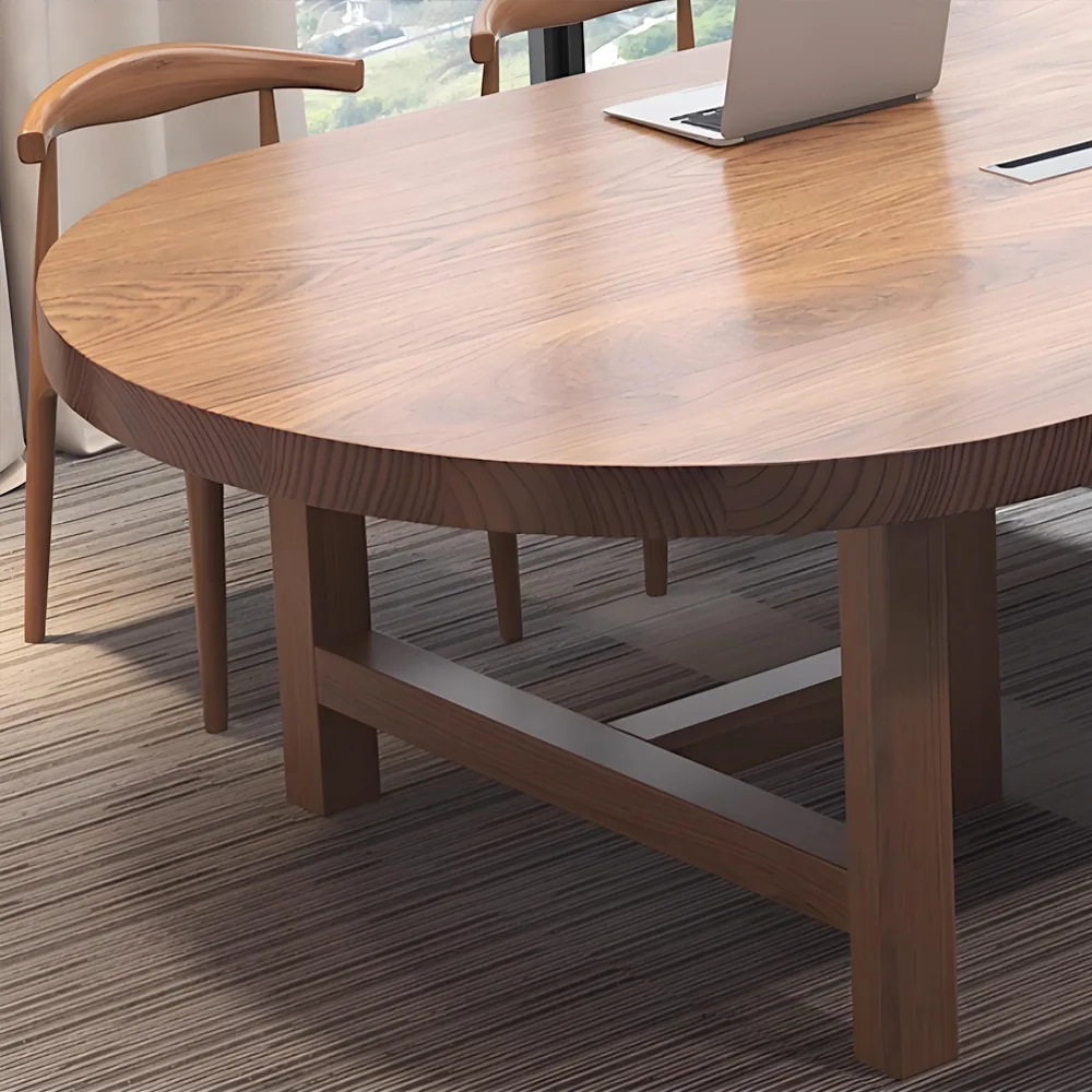 Solid Wood Elegant Oval Conference Table - image 5