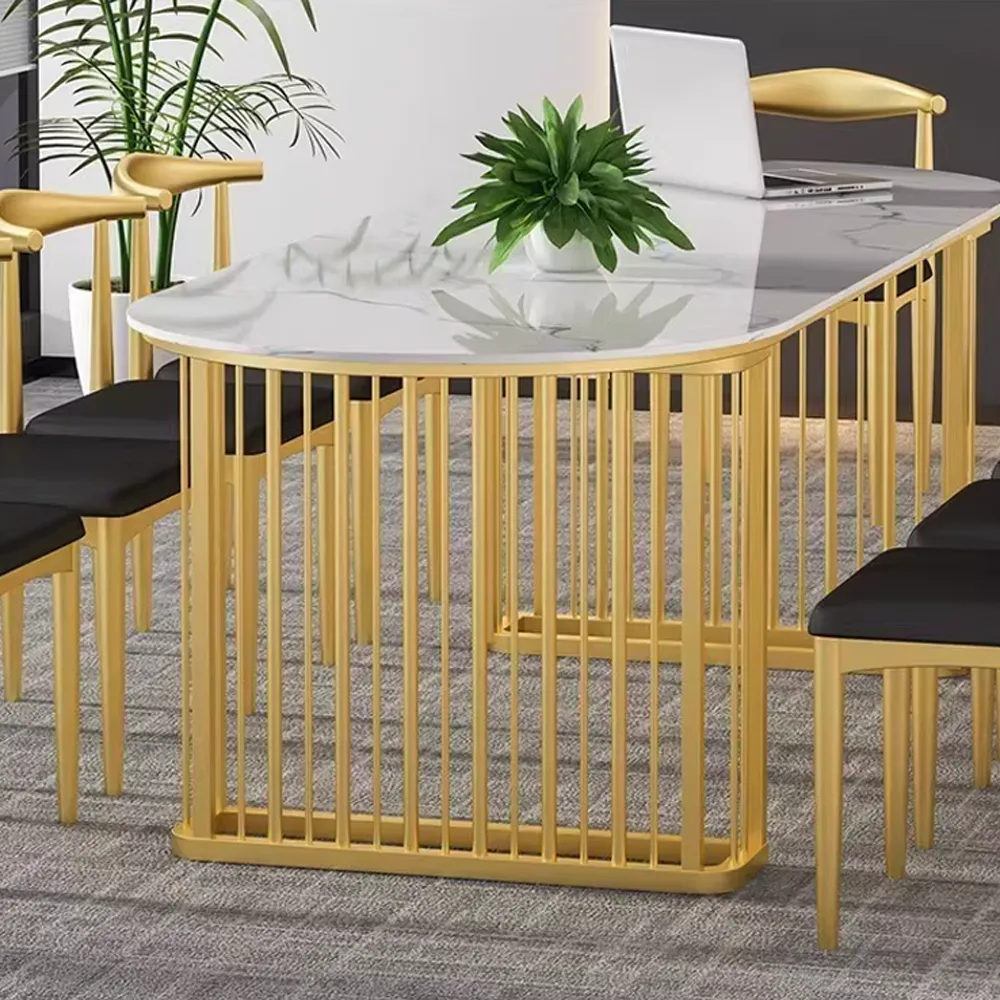 Rock Slab Marble Conference Table Oval Desk - image 4