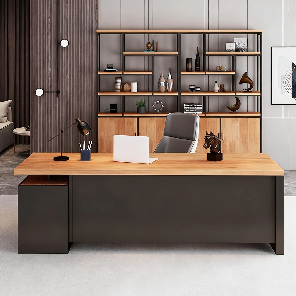 Industrial-Style Solid Wood Executive Desk - Maoters - image 11