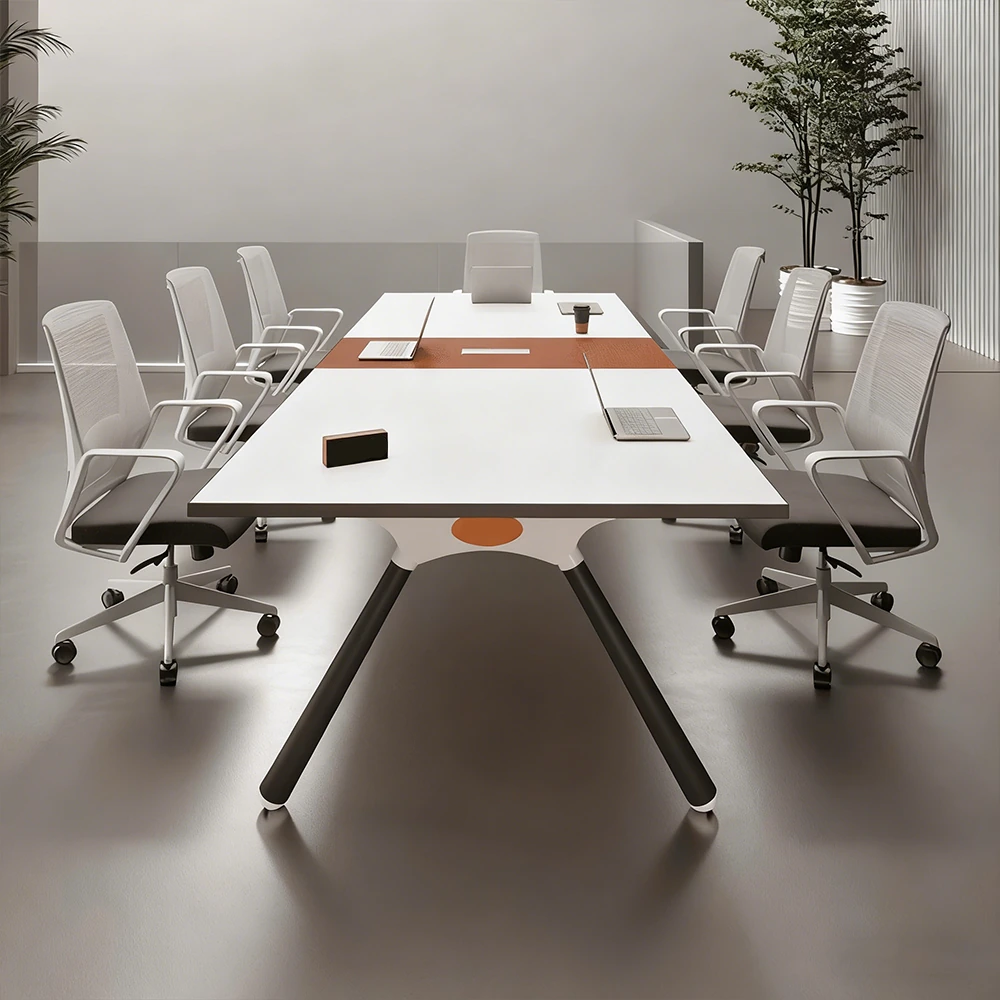 Compact and Stylish Modern White Conference Table - image 3