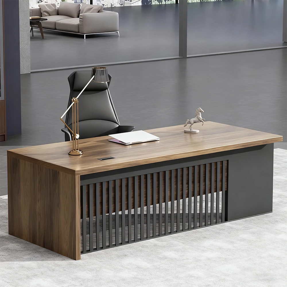 Innovative Industrial-Style Solid Wood Executive Desk - image 9