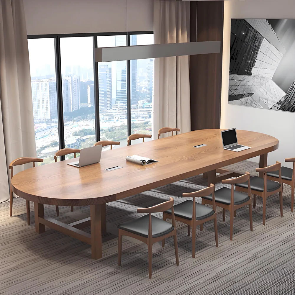 Solid Wood Elegant Oval Conference Table - image 2