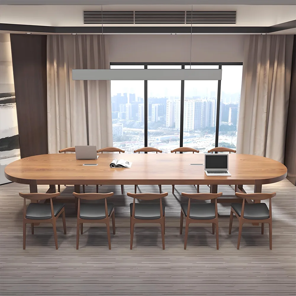 Solid Wood Elegant Oval Conference Table - image 3