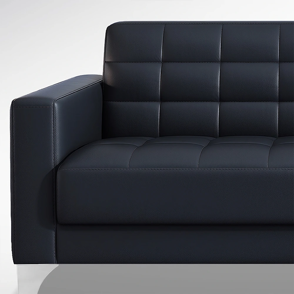 Black Leather Business Office Sofa - image 3