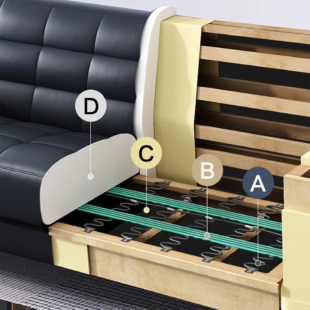 Black Leather Business Office Sofa - image 4