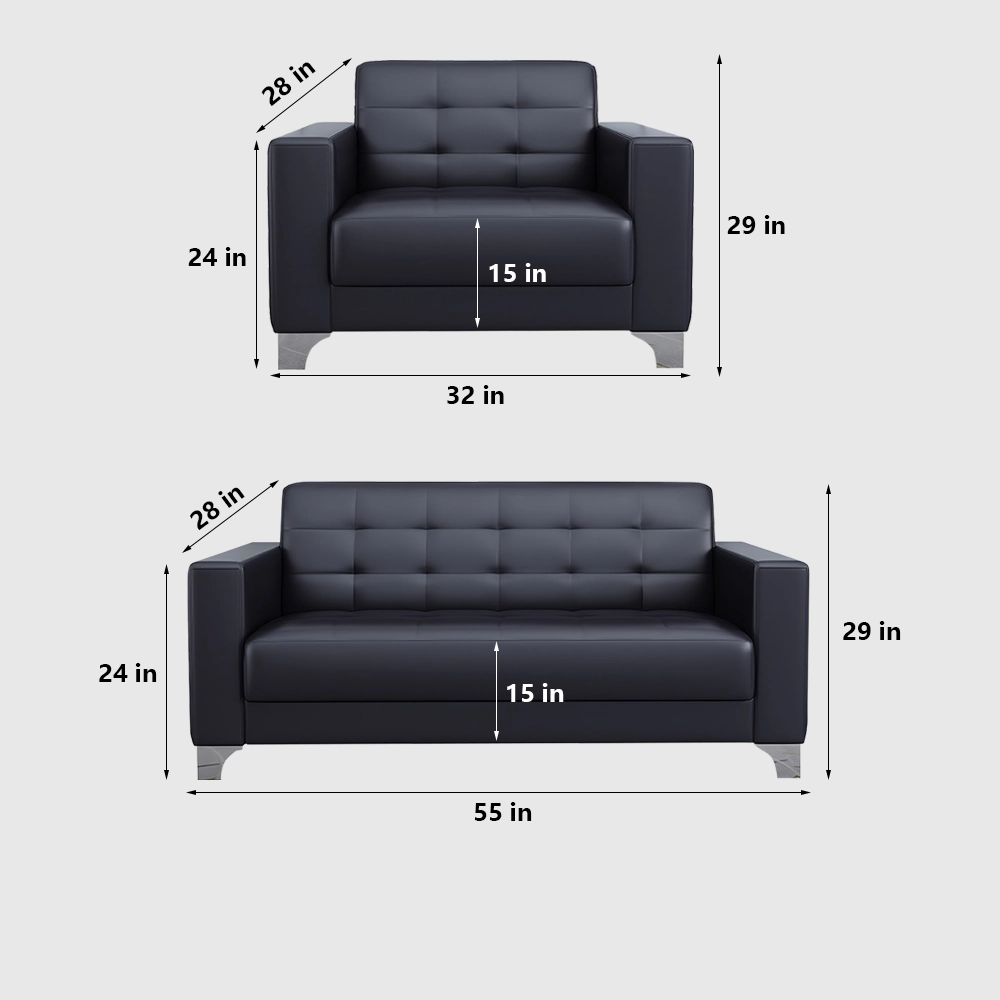 Black Leather Business Office Sofa - image 6