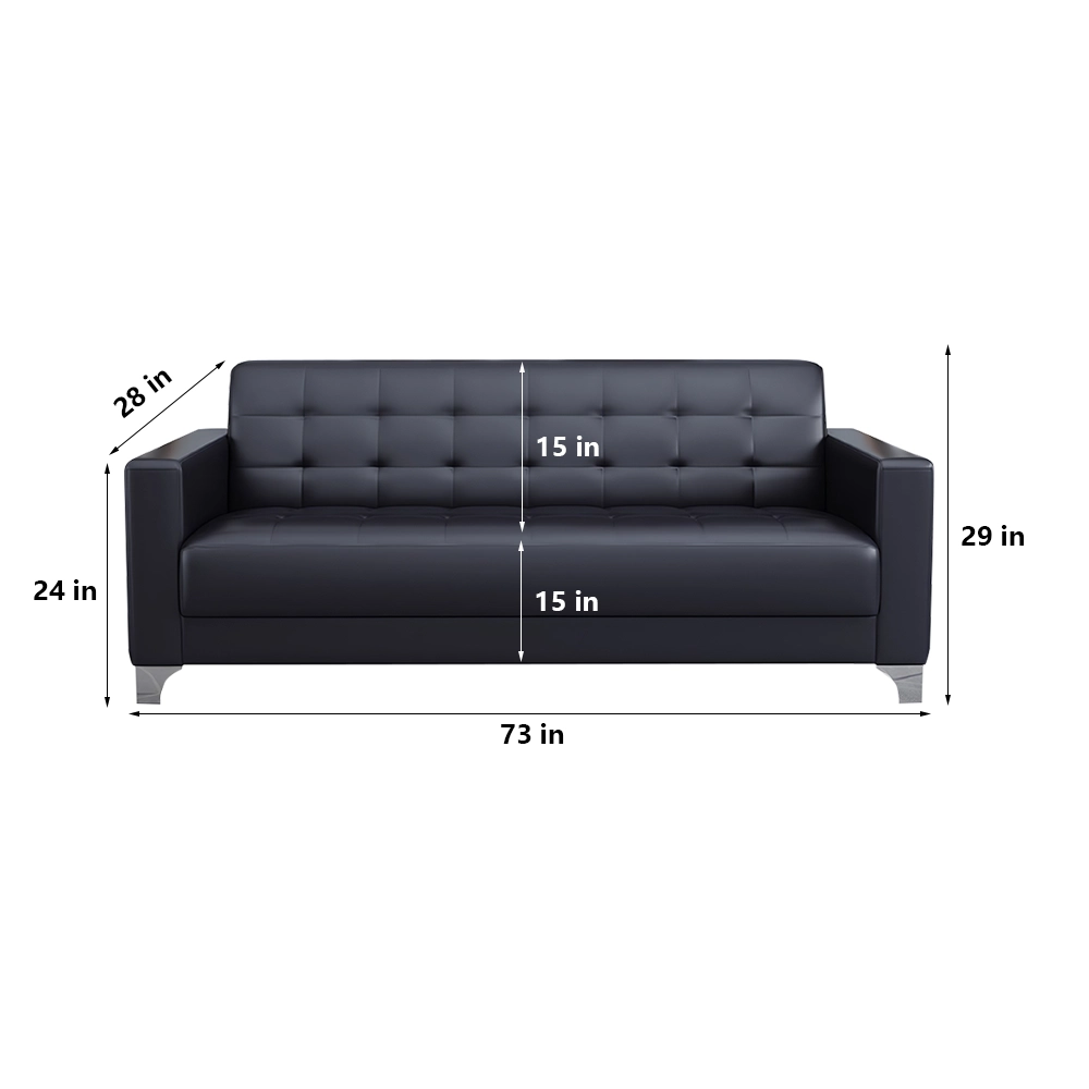 Black Leather Business Office Sofa - image 7