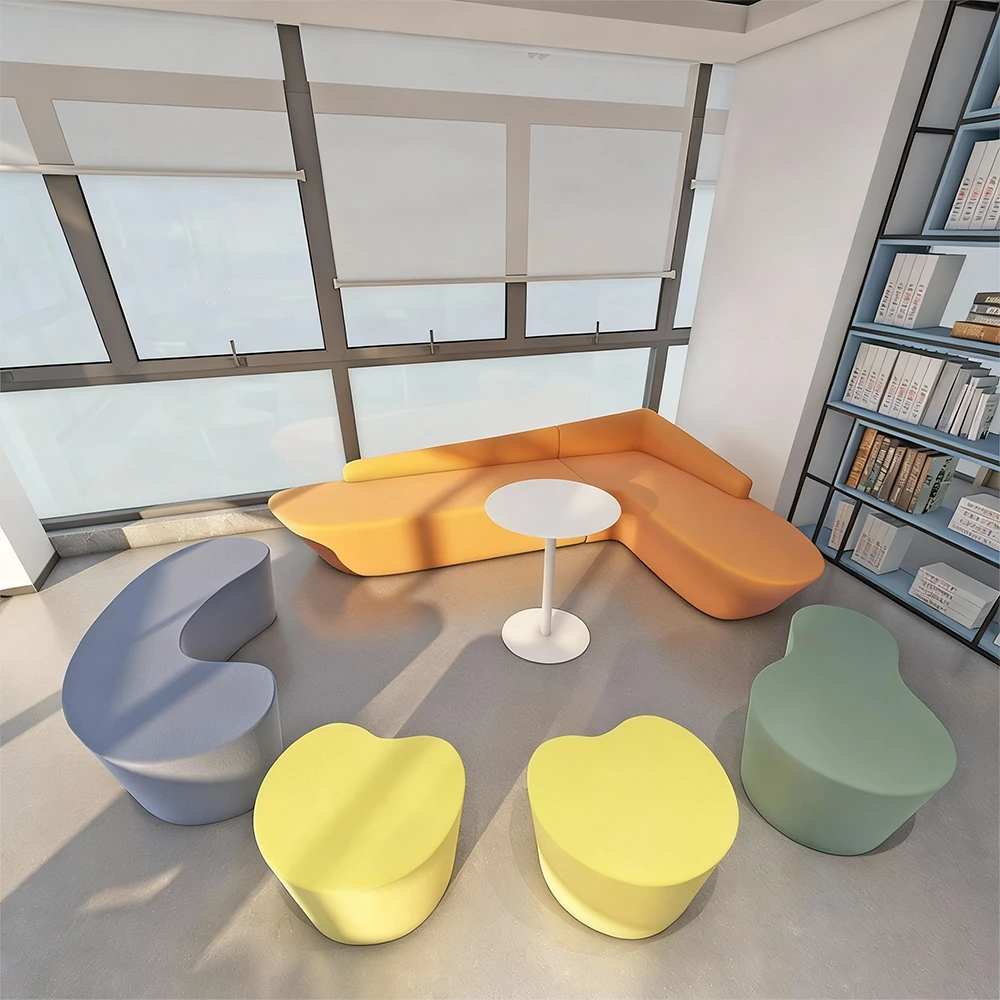 Creative Irregular Shaped Lounge Office Sofa Set - image 10