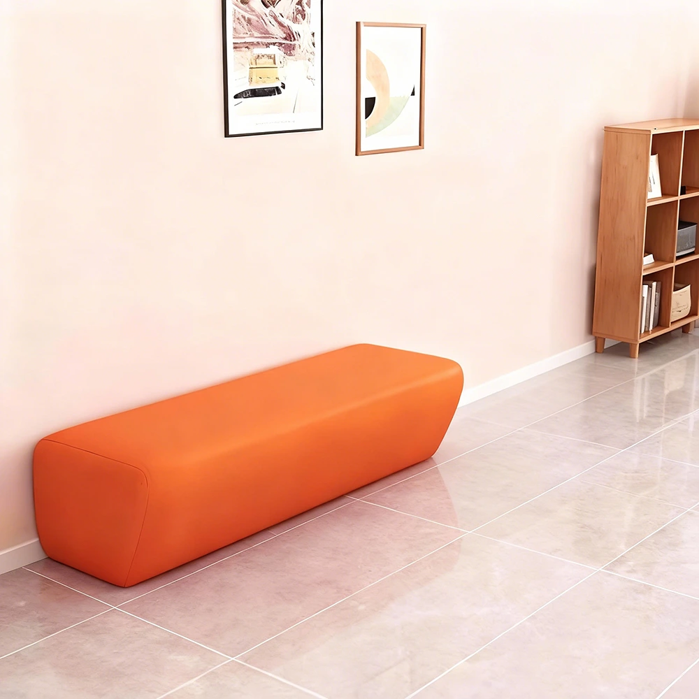Creative Patchwork Design Long Leather Sofa - image 2