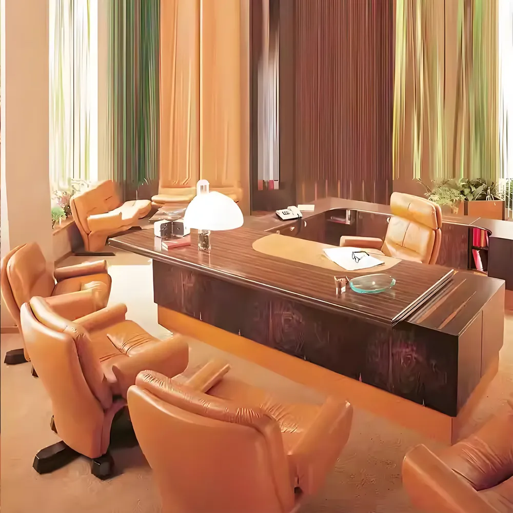 Light Luxury U-shaped Lacquered Executive Desk - image 8