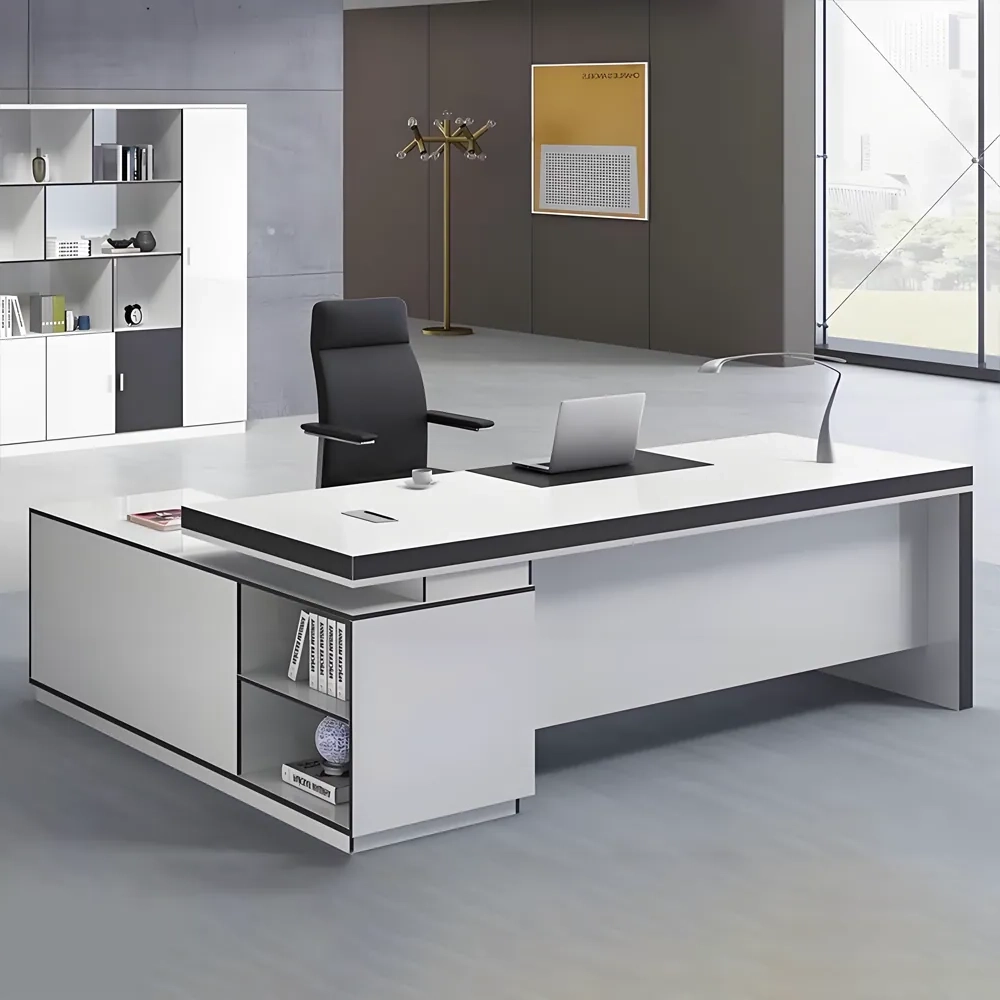 Modern and White Presidential Office Desk - image 9