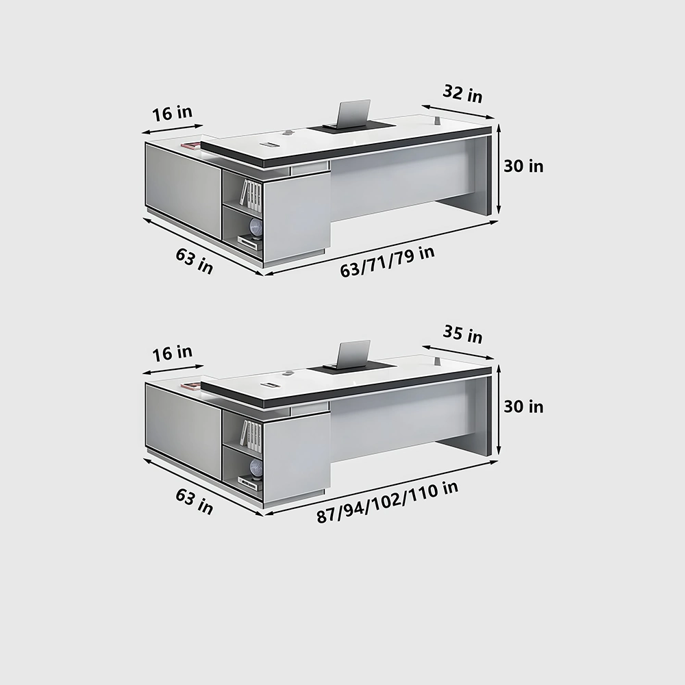Modern and White Presidential Office Desk - image 16