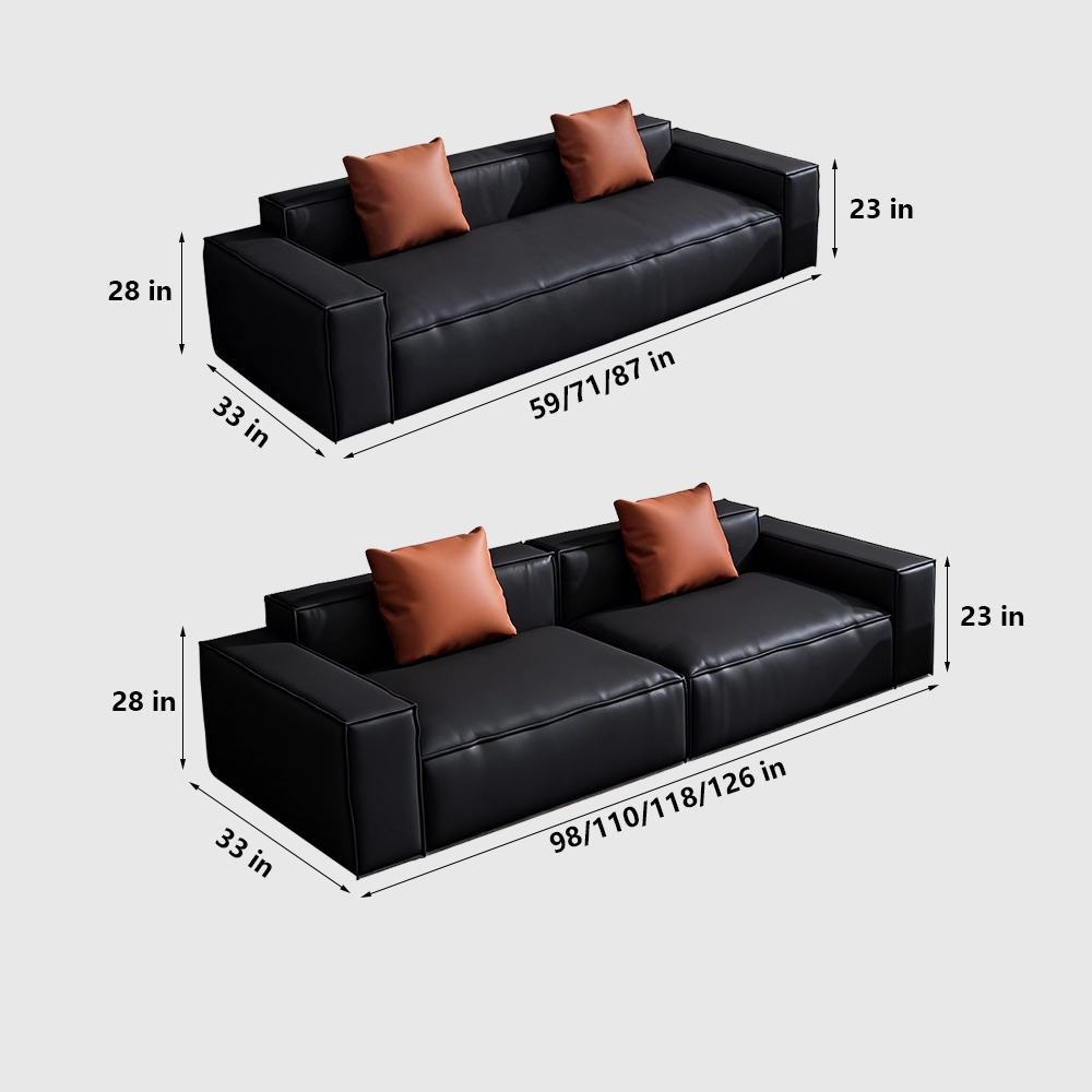 Leather Grey Sofa with Wide Armrests - Maoters - image 8