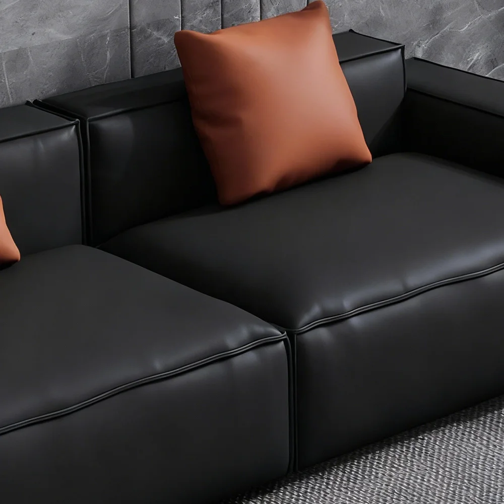 Leather Grey Sofa with Wide Armrests - Maoters - image 4