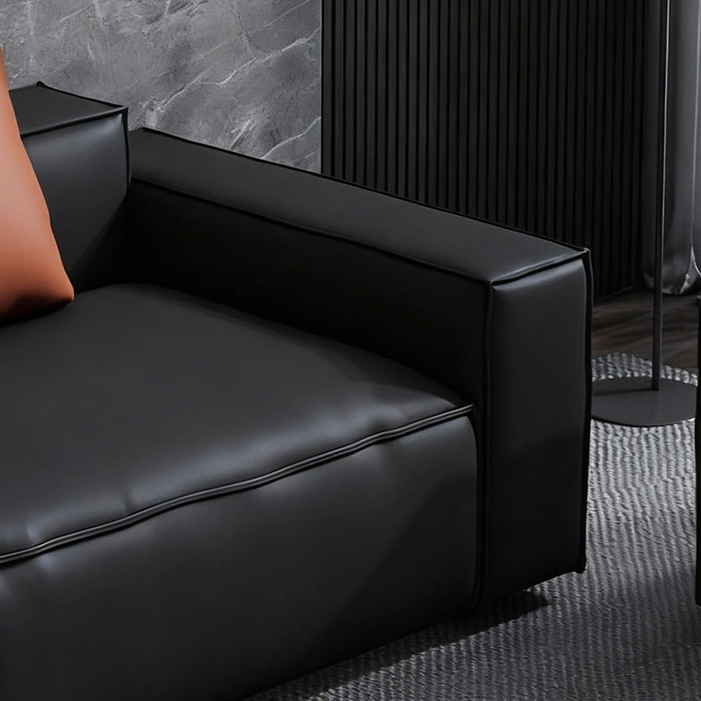 Leather Grey Sofa with Wide Armrests - Maoters - image 6