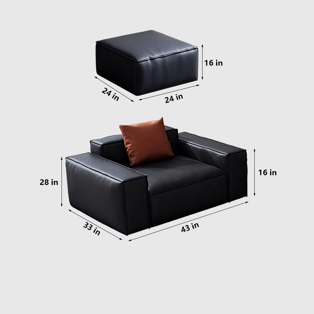 Leather Grey Sofa with Wide Armrests - Maoters - image 7