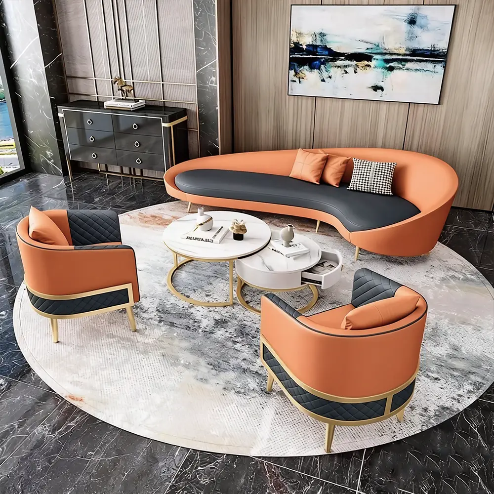 Luxurious Curved Sofa, Orange - Maoters - image 9