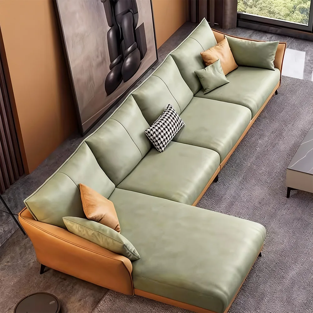 Modern Leather Sectional Modular Sofa with Chaise - image 2