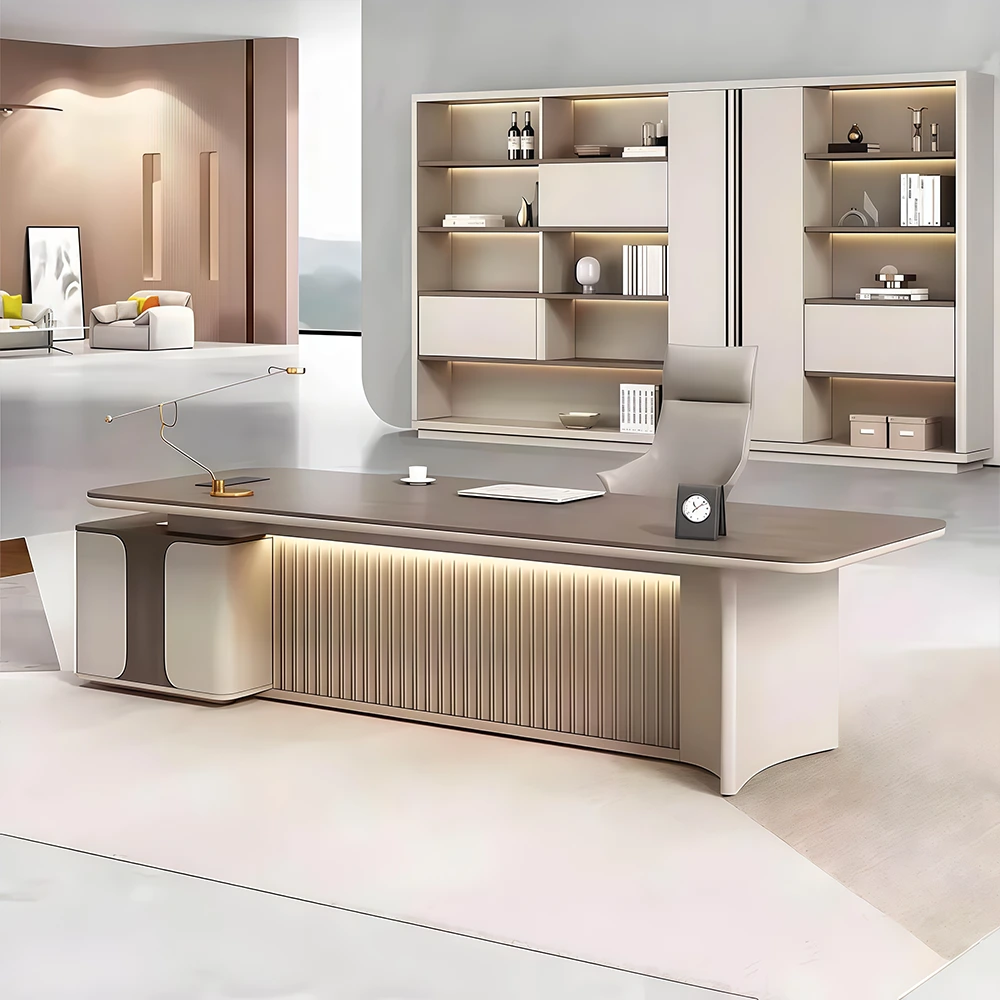 Minimalist luxury executive desk with lights - image 12