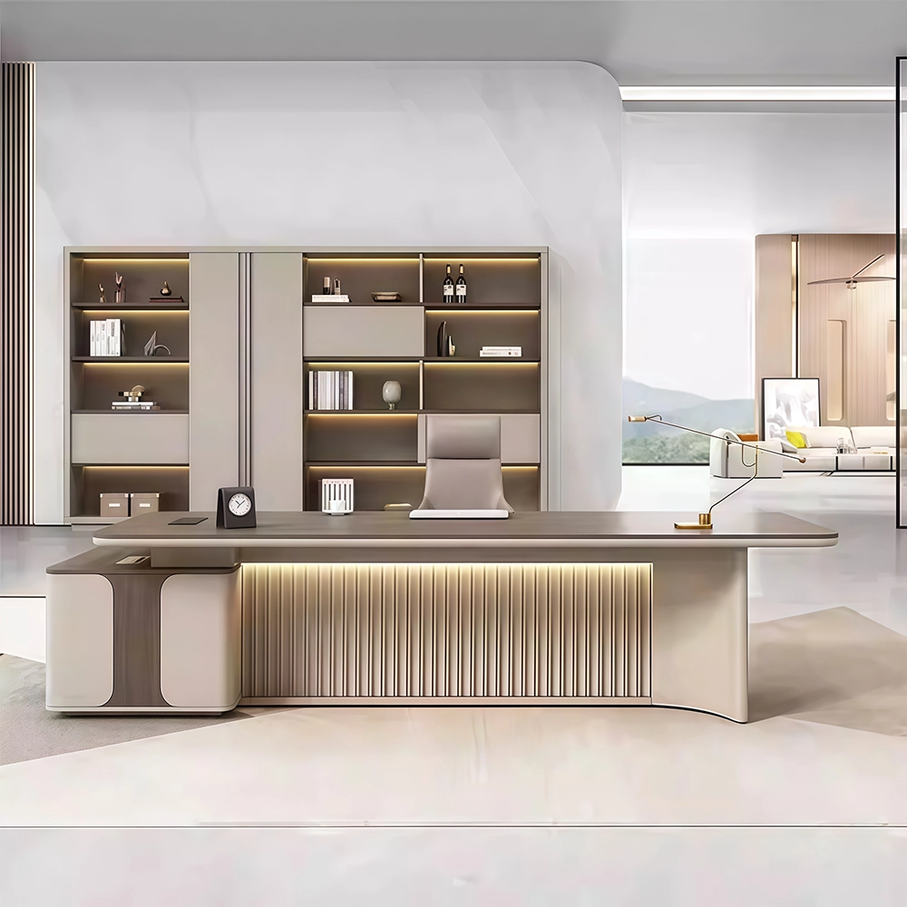 Minimalist luxury executive desk with lights - image 13