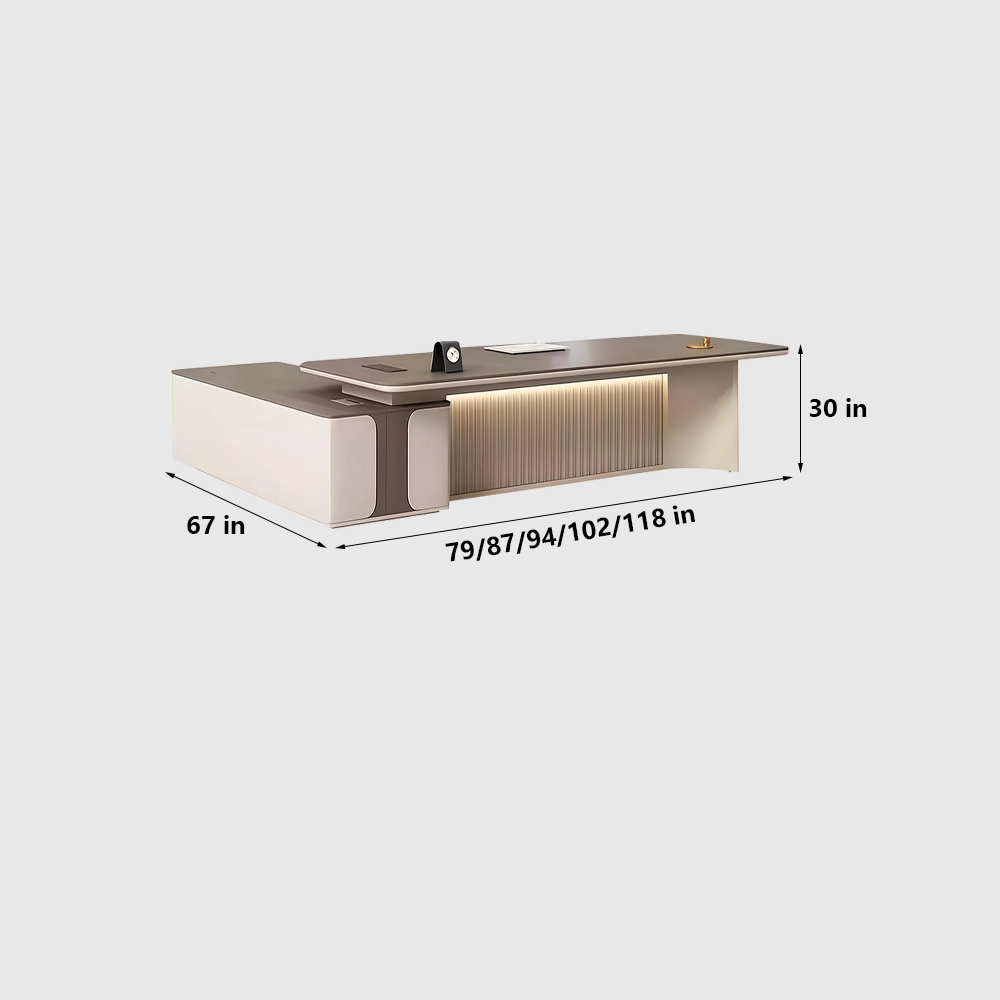 Minimalist luxury executive desk with lights - image 17