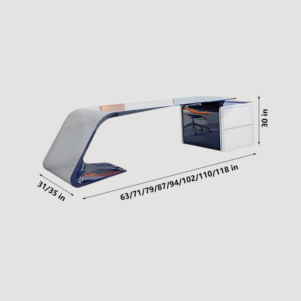 Modern White Manager Desk - Stylish Lacquered Office - image 2