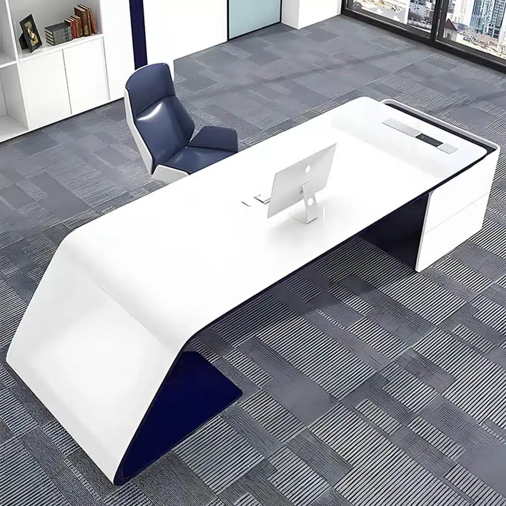 Modern White Manager Desk - Stylish Lacquered Office - image 7