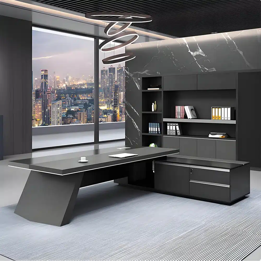 Modern Wooden Office Desk - Black Executive Style - image 2