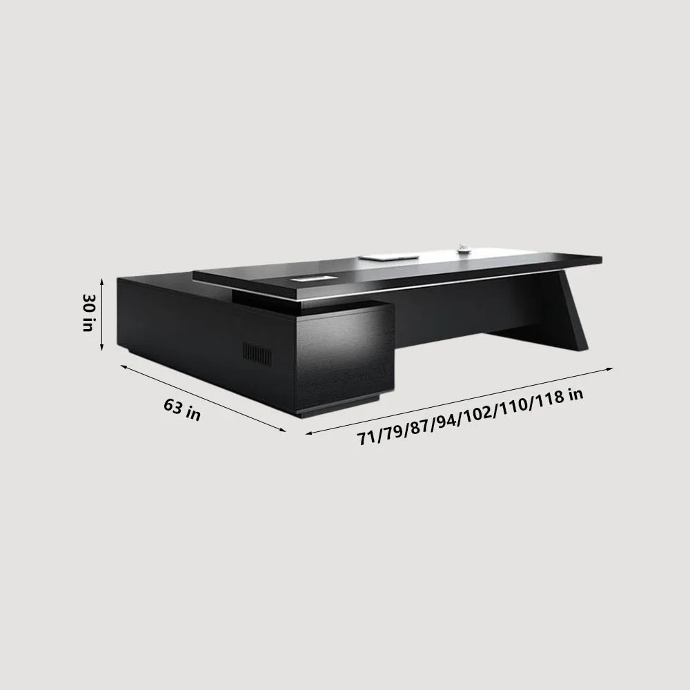 Modern Wooden Office Desk - Black Executive Style - image 3