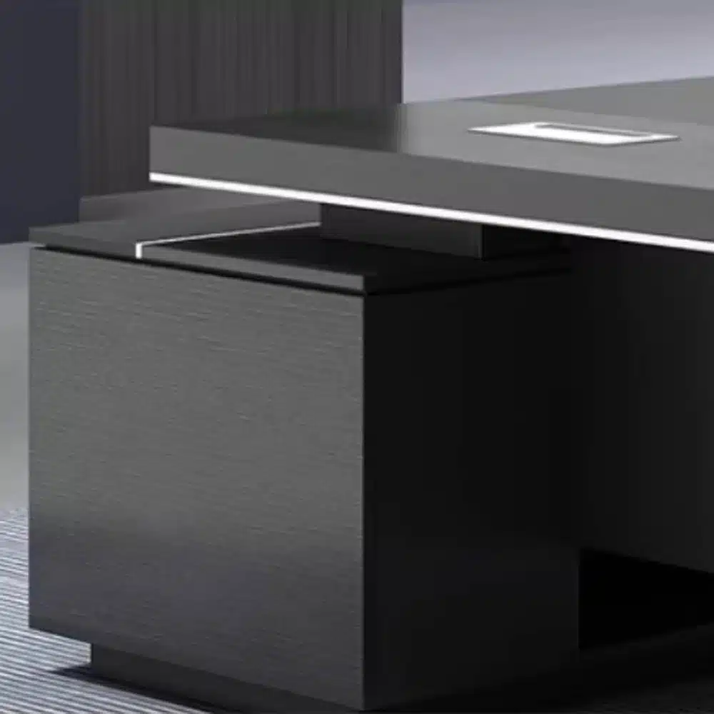 Modern Wooden Office Desk - Black Executive Style - image 7