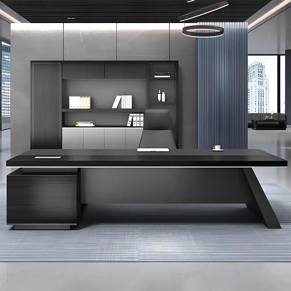 Modern Wooden Office Desk - Black Executive Style - image 9
