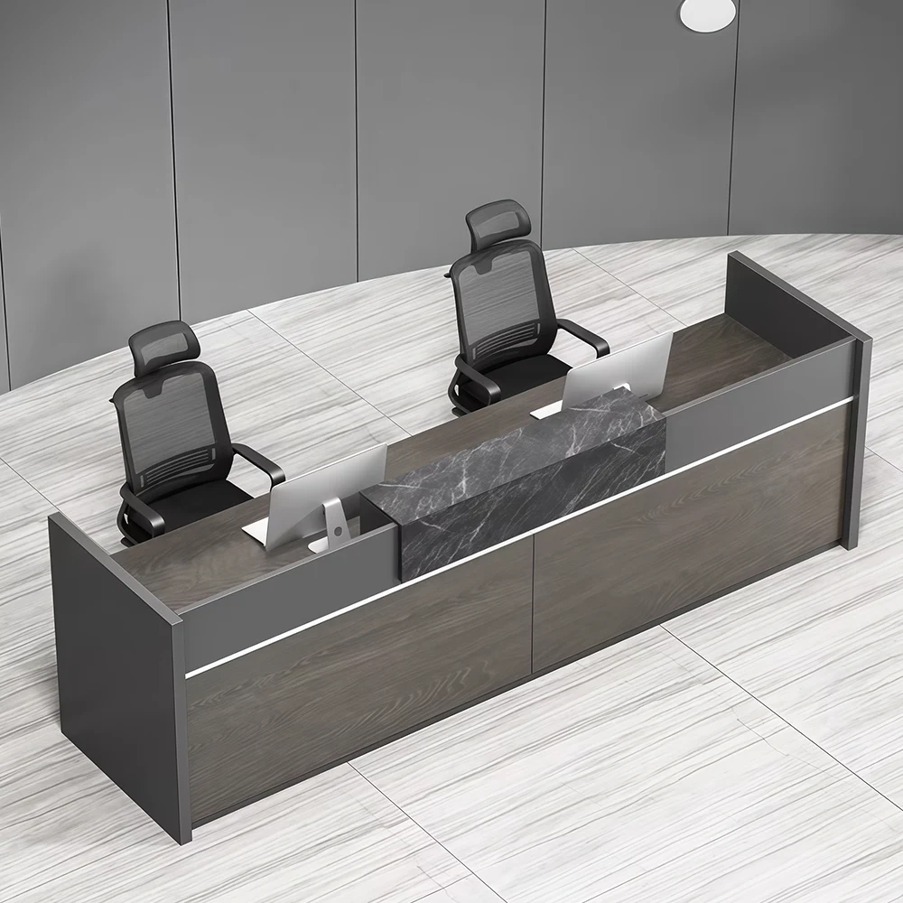 Rectangular Reception Desk in Black Oak - Maoters - image 3