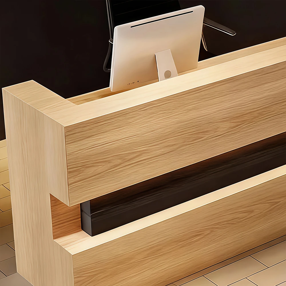 Retro Solid Wood Reception Desk - Maoters - image 3