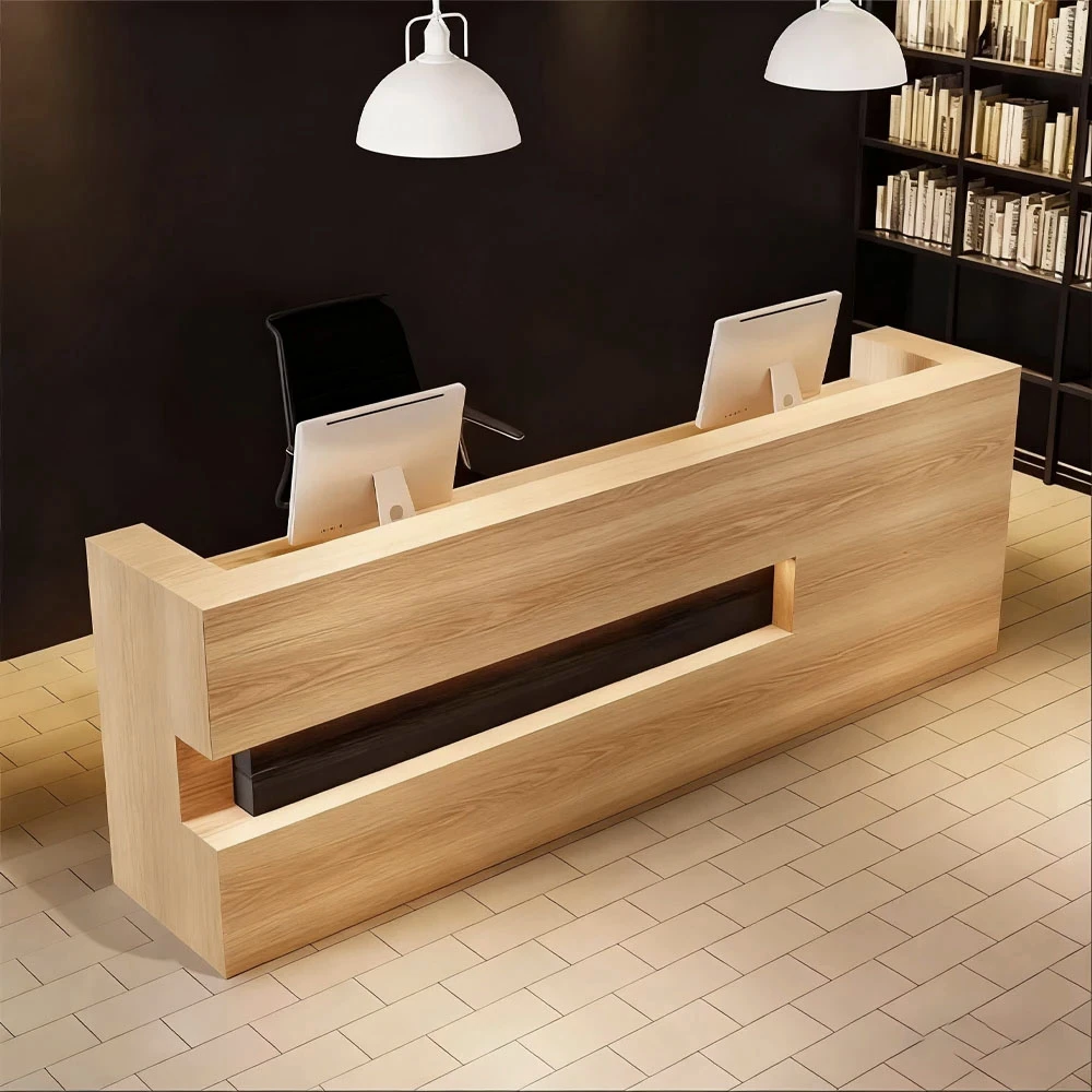 Retro Solid Wood Reception Desk - Maoters - image 2