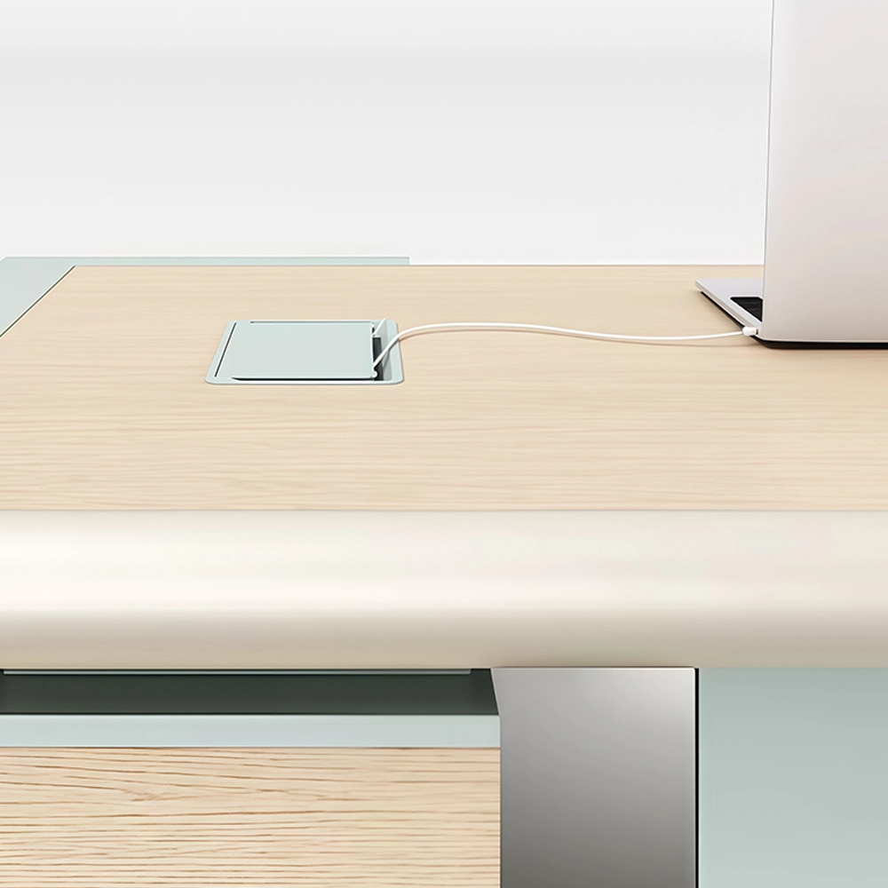 Light wood patchwork executive desk - image 6