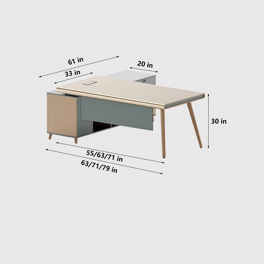 Light wood patchwork executive desk - image 8