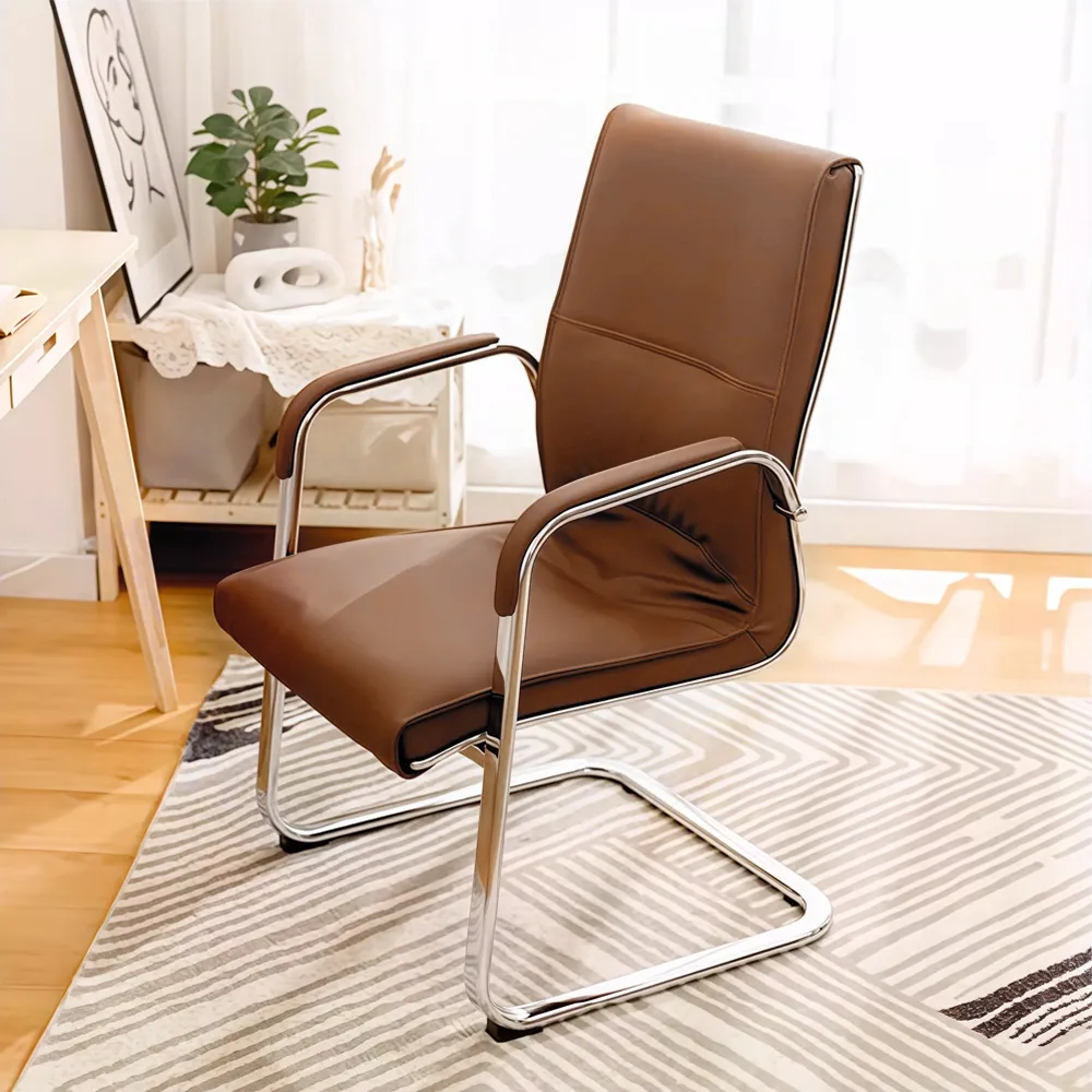 Bowed Leather Office Chair - image 2
