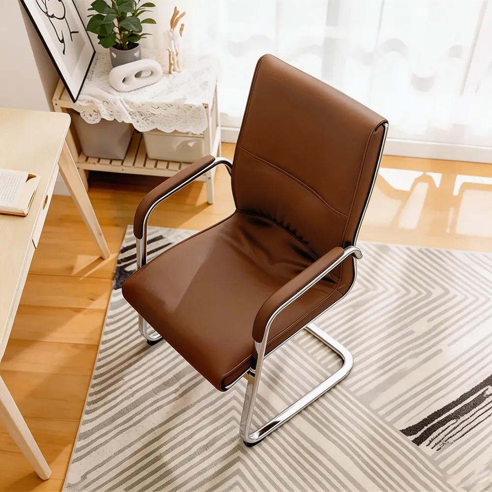 Bowed Leather Office Chair - image 3