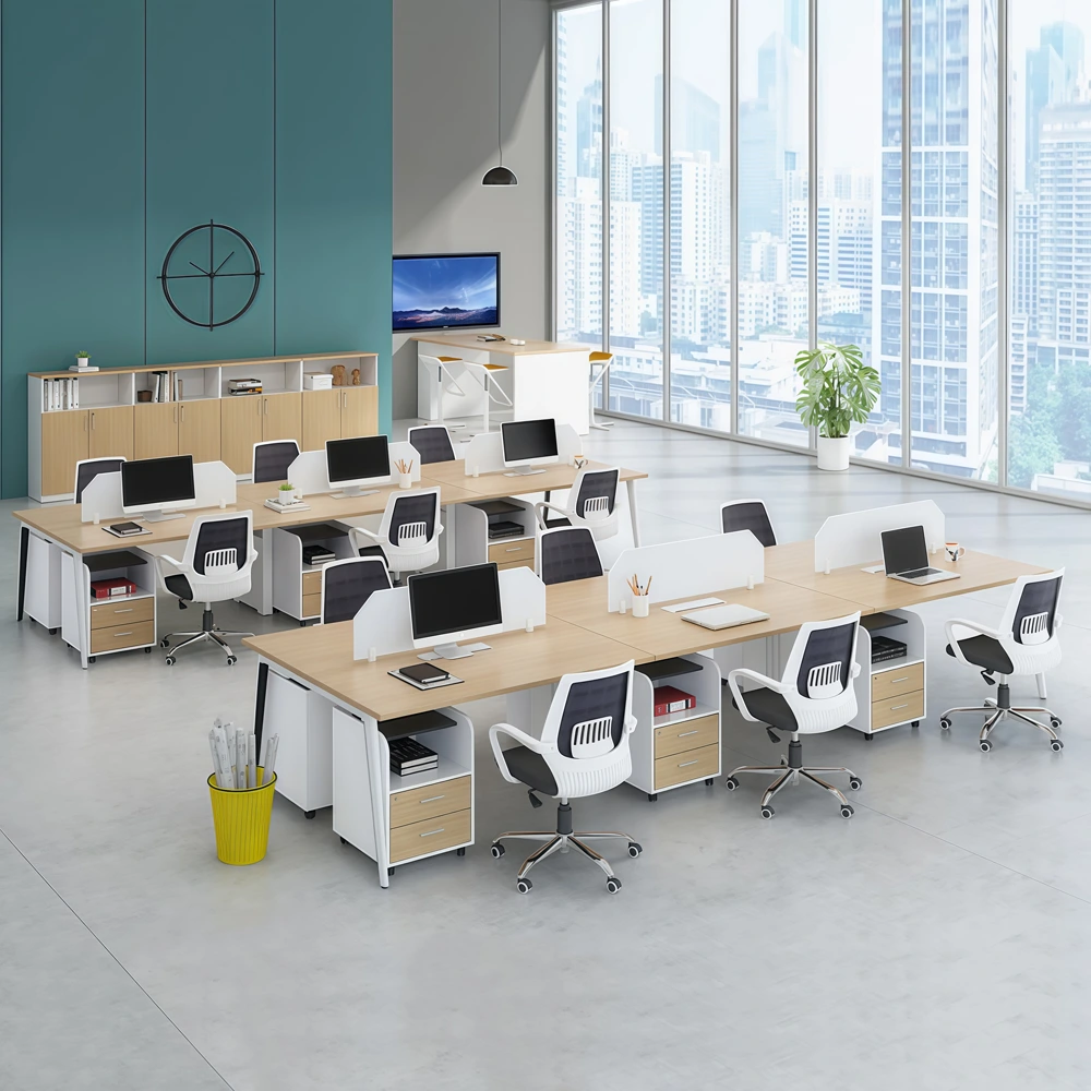 Employee Cubicle Desk with Partition Panels and Office Chair - image 3